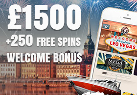 £1500 + 250 Free Spins Welcome Bonus at Leo Vegas